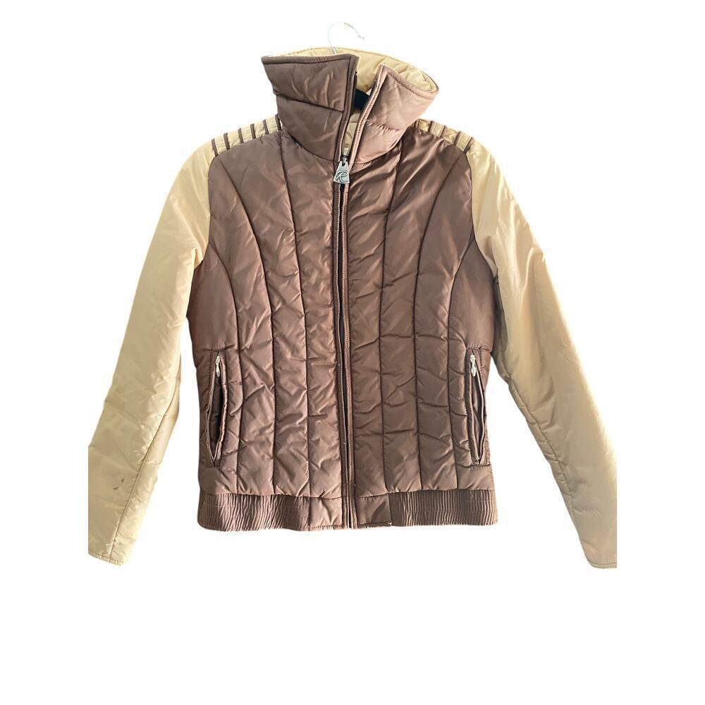 Vintage Robbe Ski jacket Brown & Beige Lightweight Zip Up Quilted Size small